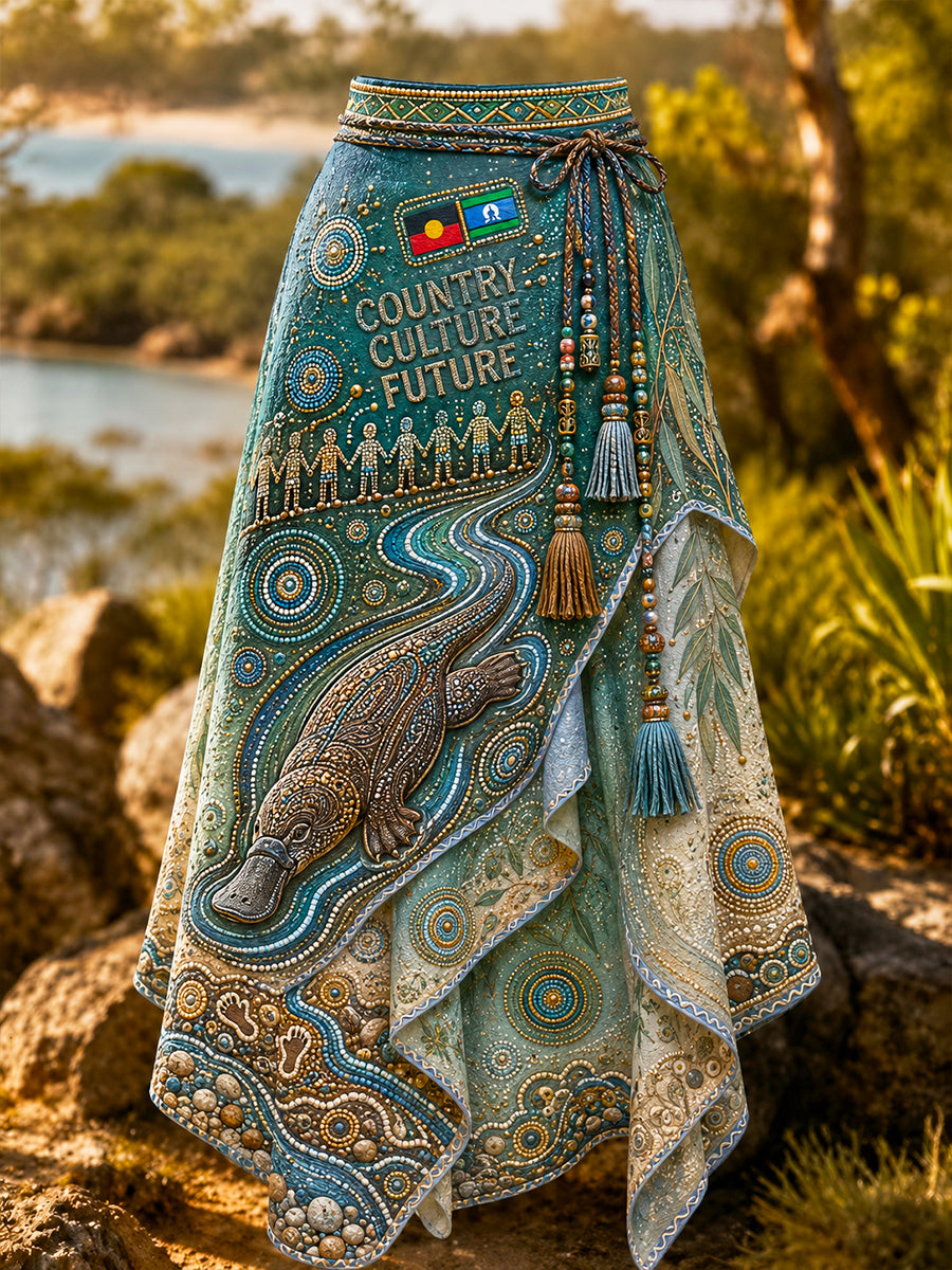Women's Australia Naidoc Week Art Printed Irregular Skirt