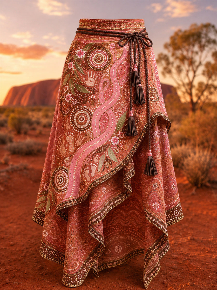 Women's Australia Breast Cancer Awareness Art Printed Irregular Skirt