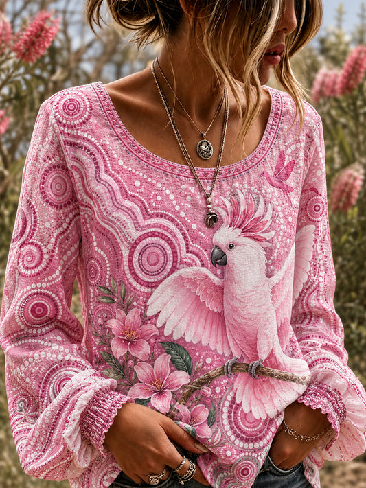 Women's Australia Breast Cancer Awareness Cotton-Linen Shirt