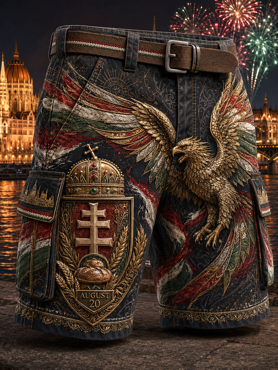 Men's Hungary St. Stephen's Day Art Print Casual Shorts