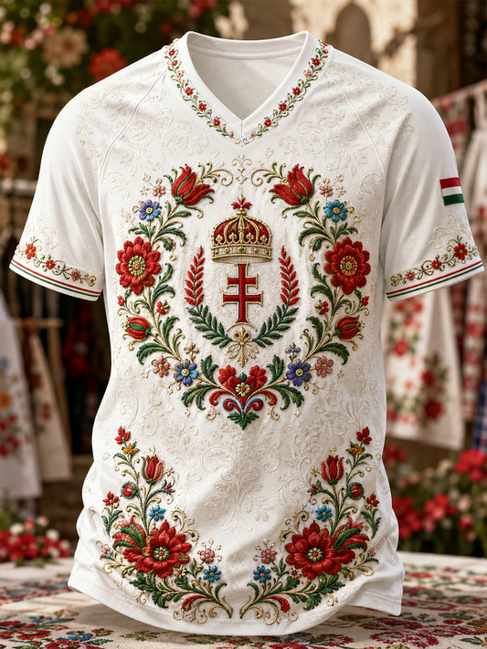 Men's Hungary St. Stephen's Day  V-neck T-shirt