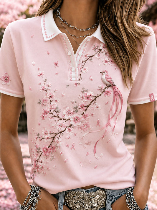 Women's Breast Cancer Awareness Polo T-Shirt