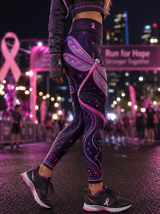 Women's Breast Cancer Awareness High-Waisted Slim Fit Casual Leggings