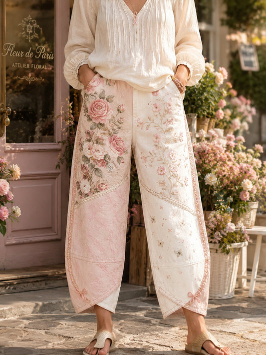 Women's Breast Cancer Awareness Art Print Flared Trousers