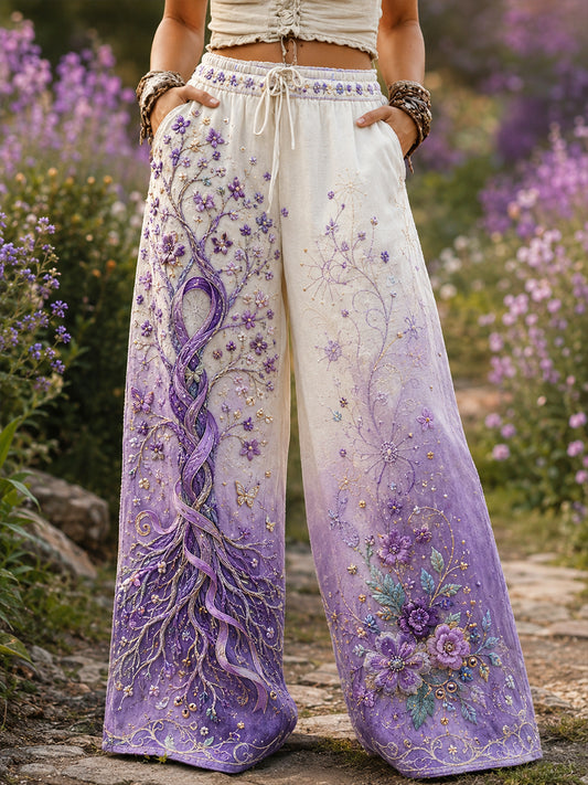 Women's Alzheimer's Disease Awareness Printed Comfortable High Stretch Flared Pants