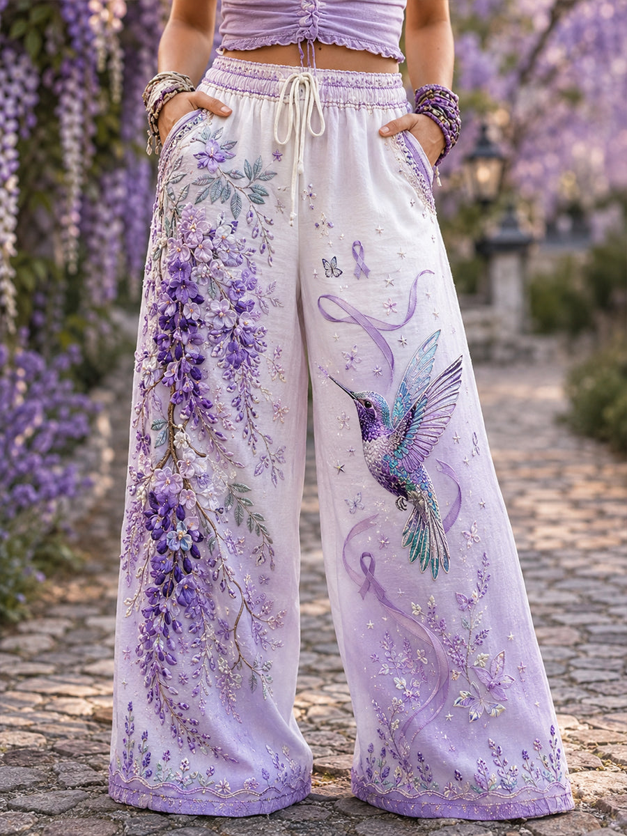 Women's Alzheimer's Disease Awareness Printed Comfortable High Stretch Flared Pants