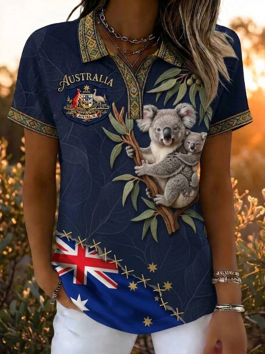 Women's Australia Pride Art Printed Polo Shirt