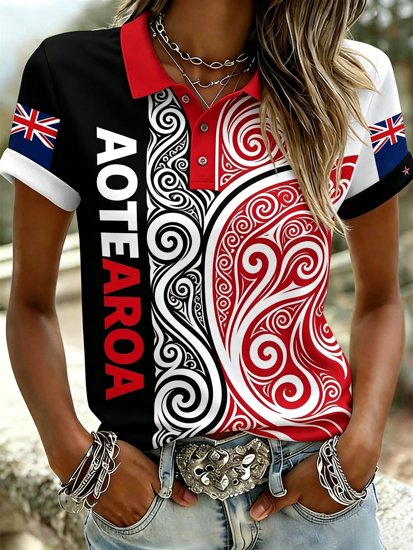 Women's Maori Art NZ Kia Kaha Printed T-shirt