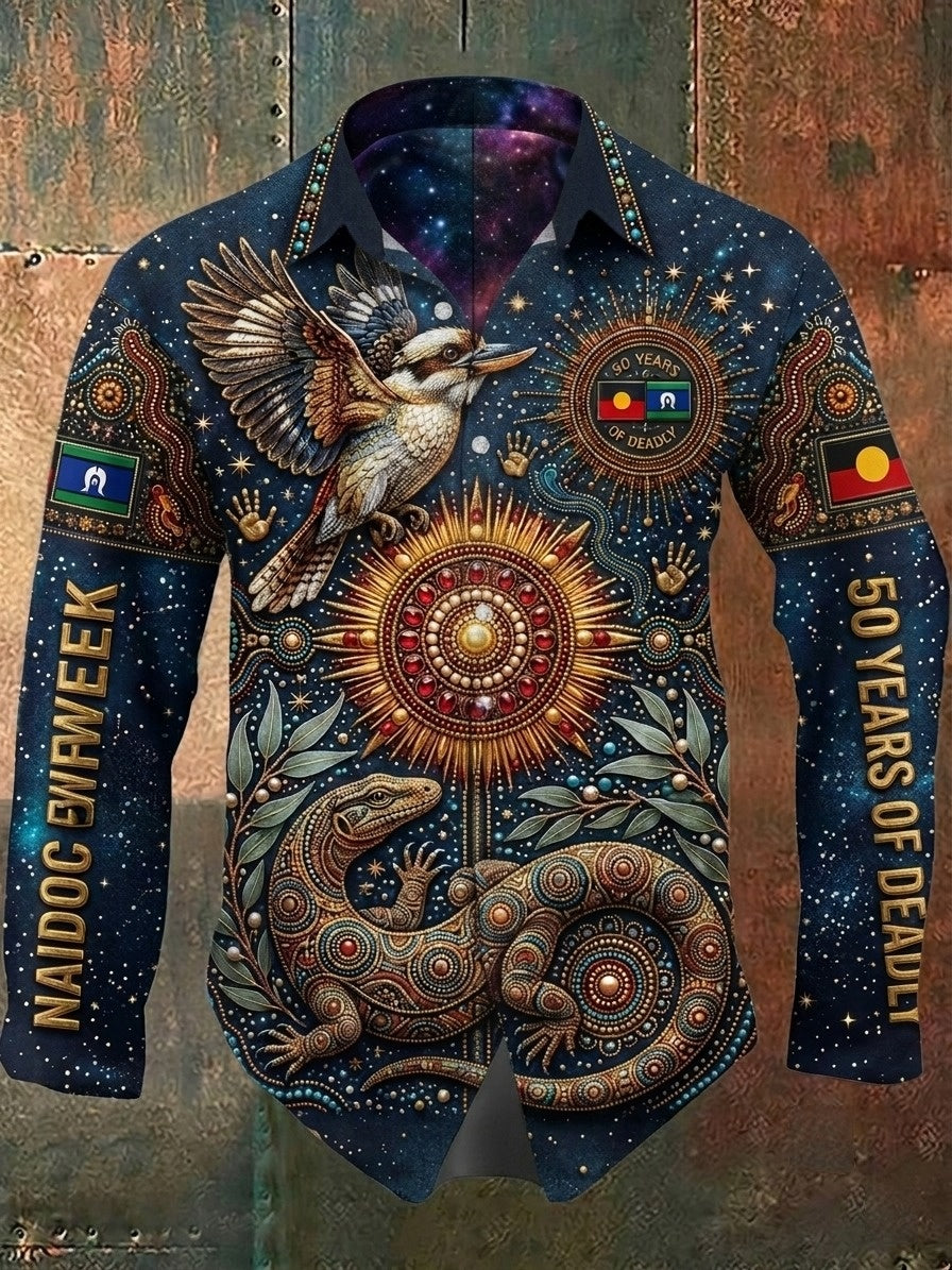 Men's AU Aboriginal Culture Printed Long-Sleeve Shirt