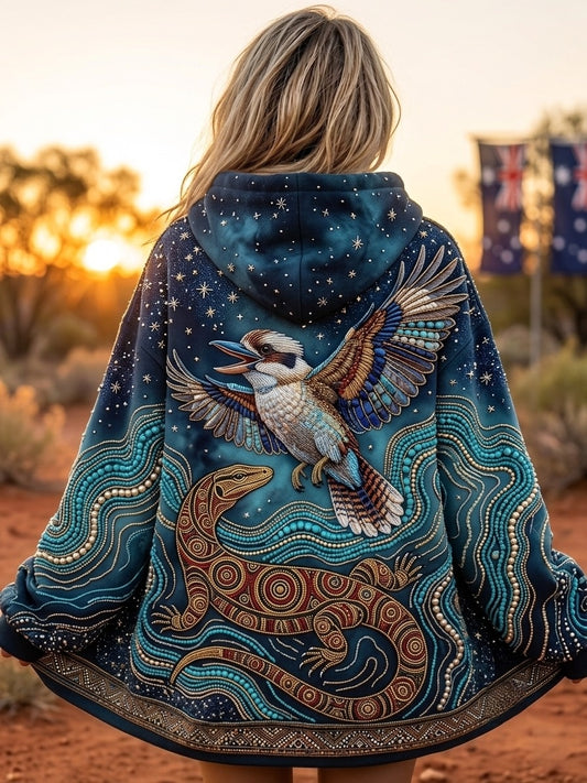 Women's AU Aboriginal Art NAIDOC Week Printed  Zip-Up Hoodie