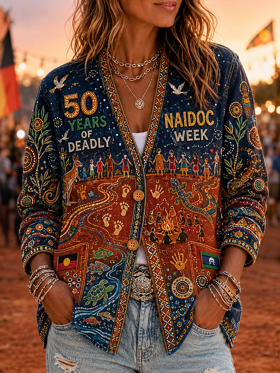 Women's Australia Naidoc Week Denim Casual Cardigan