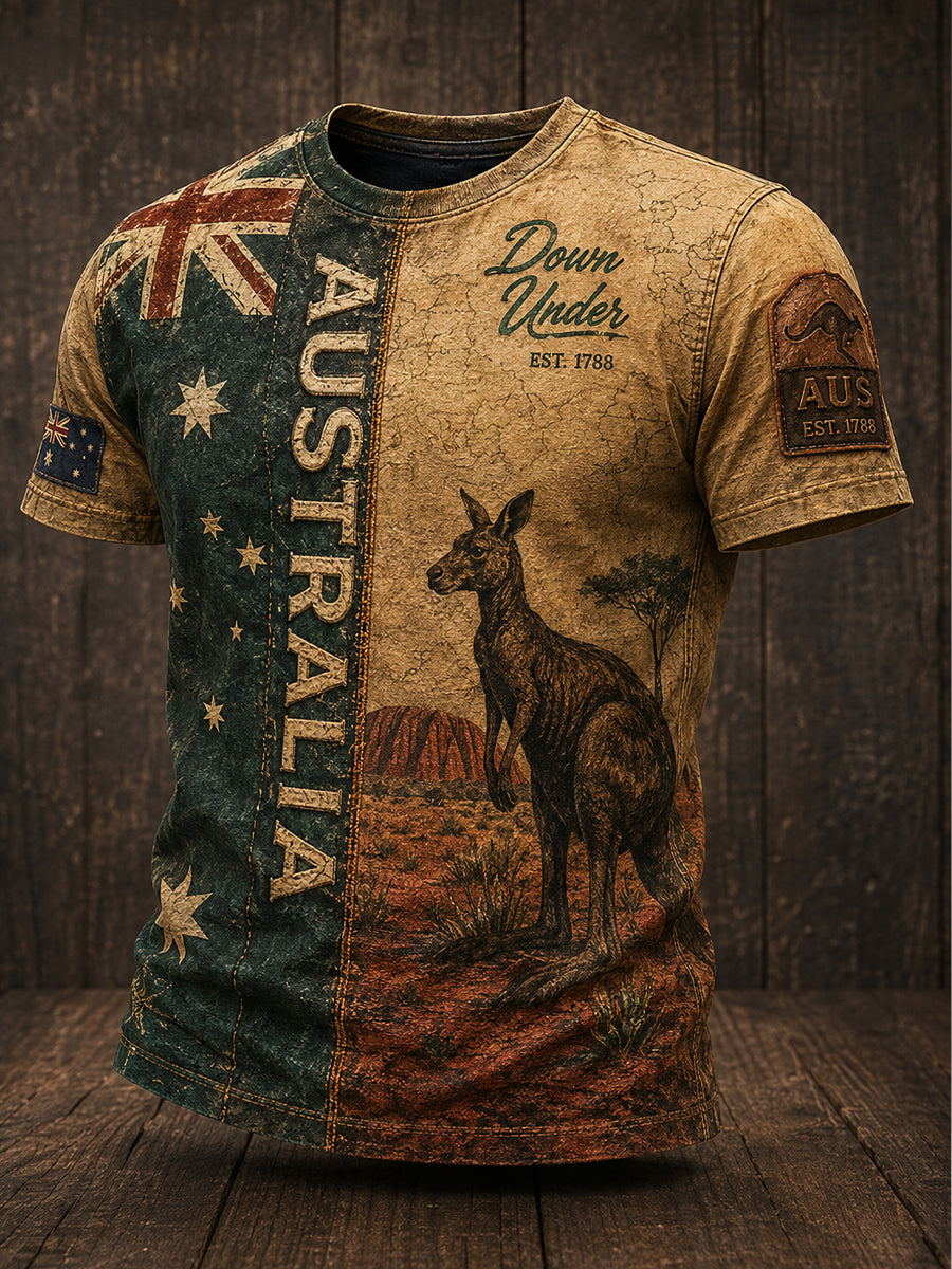 Retro Australian Art Print Casual T-Shirt