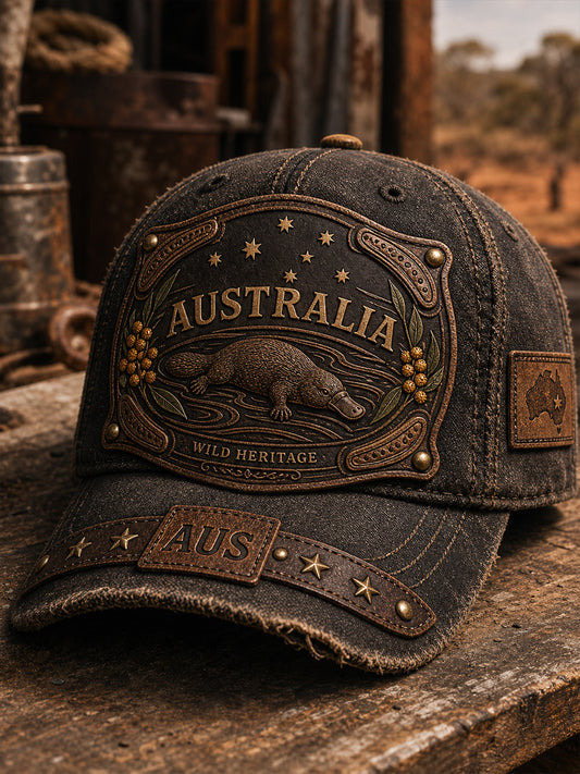 Unisex Vintage Australian Art Print Casual Flat-Brim Cap