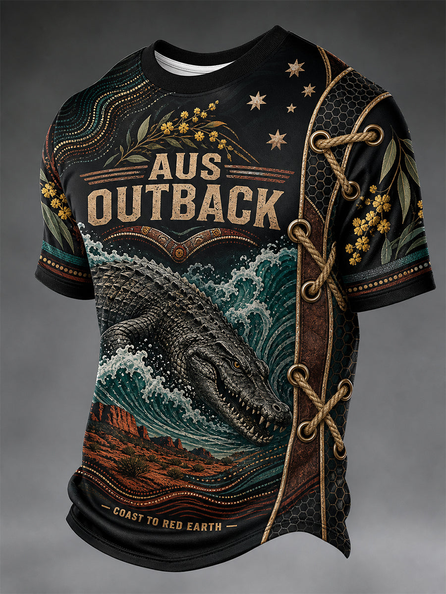 Retro Australian Art Print Casual T-Shirt