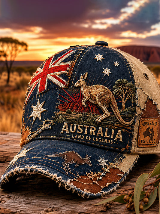 Unisex Vintage Australian Art Print Casual Flat-Brim Cap