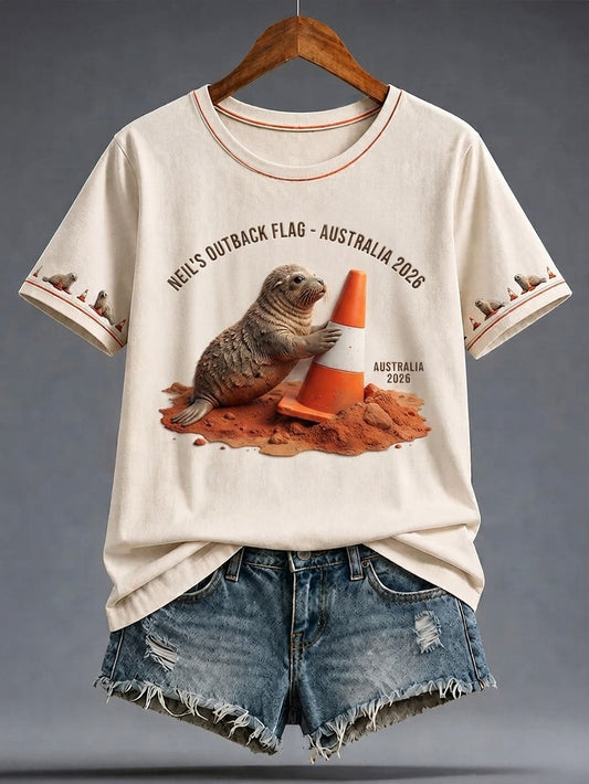 Women's Funny Neil The Seal Printed T-shirt