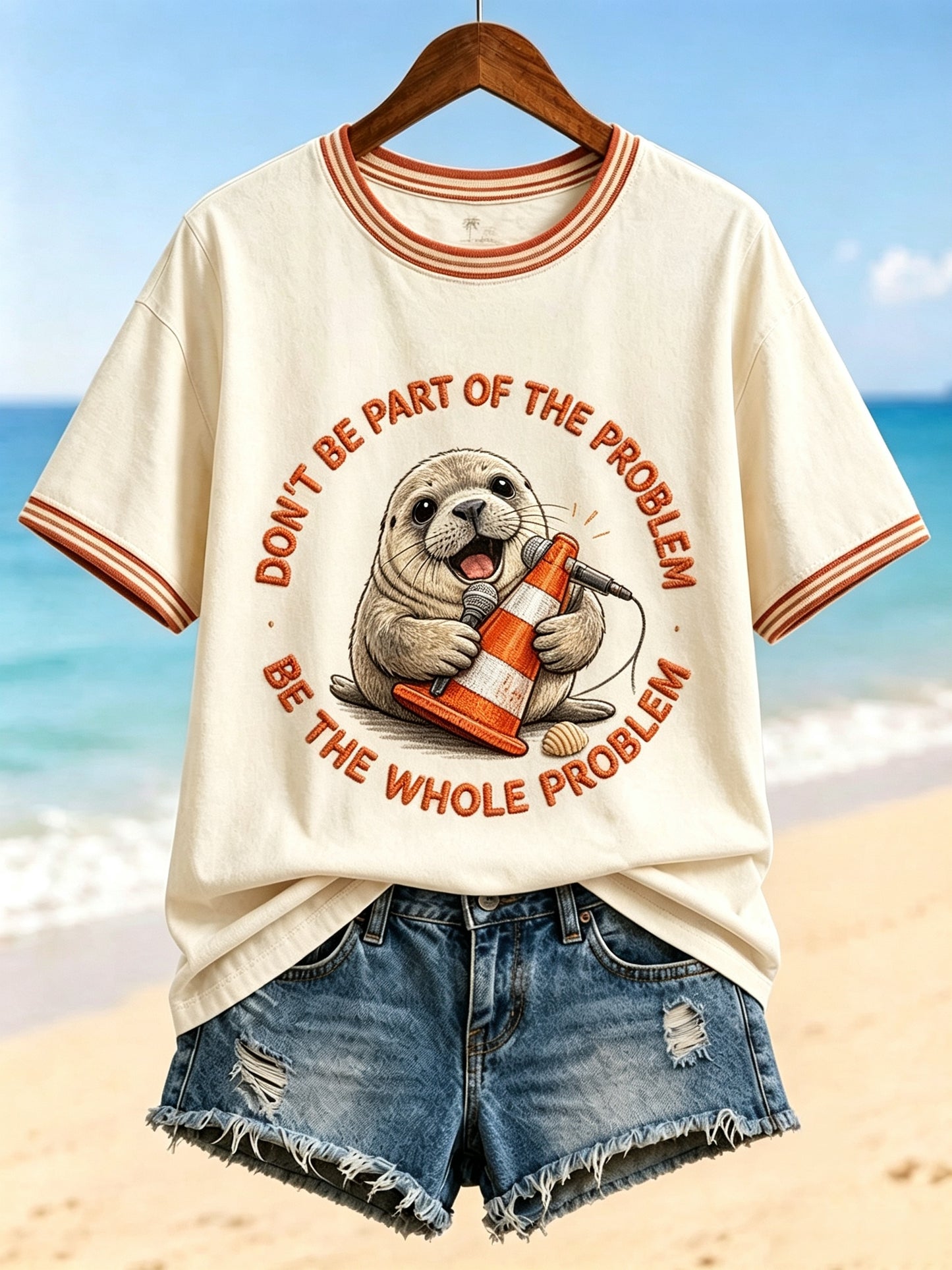 Women's Funny Neil The Seal Printed T-shirt