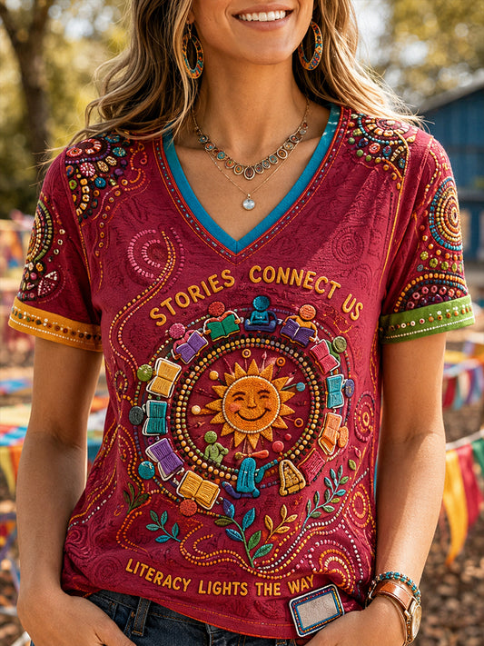 Women's Australia Indigenous Literacy Day  V-Neck T-Shirt