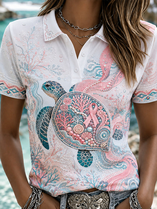 Women's Breast Cancer Awareness Australia Polo T-Shirt