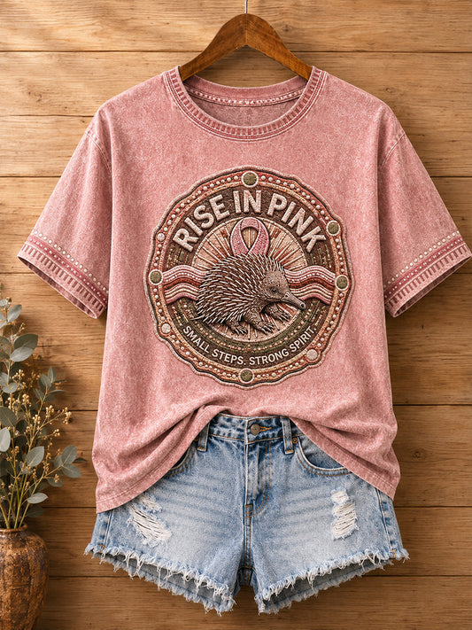 Women's Australia Pink Art Breast Cancer Awareness Printed T-shirt
