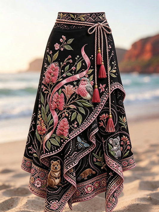 Women's Australian Breast Cancer Awareness Printed Irregular Skirt