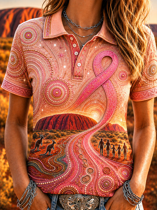 Women's Australia Breast Cancer Awareness Polo T-Shirt