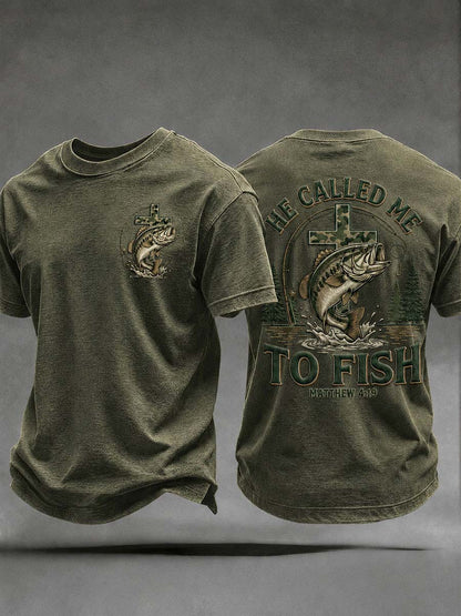 Men's 'He Called Me To Fish' Printed Casual T-Shirt