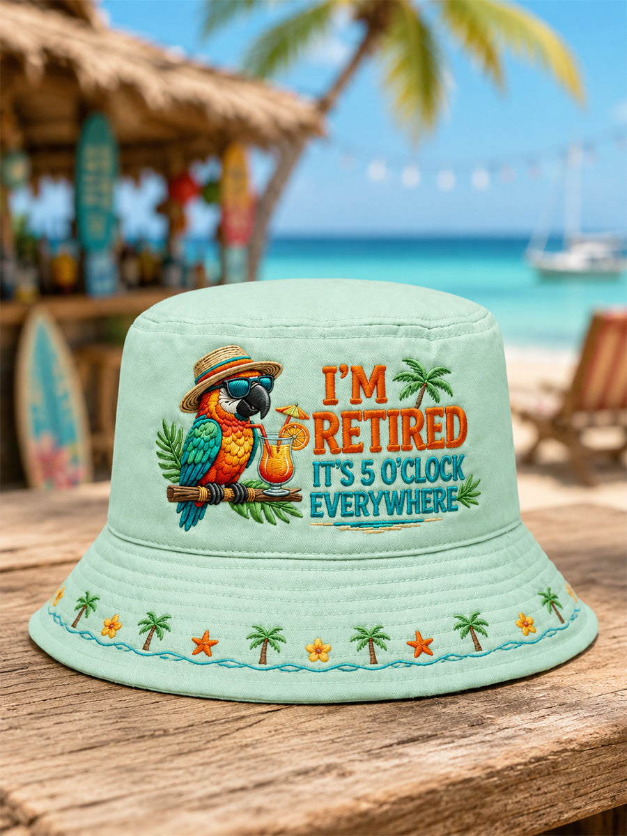 Unisex I'm Retired It's 5 O'clock Everywhere Parrot Print Hat