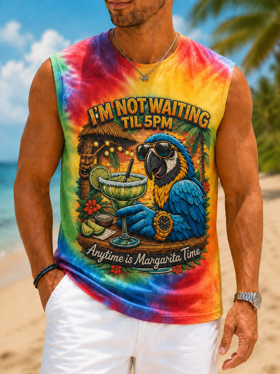 Men's I'm Retired It's 5 O'clock Everywhere Parrot Print Casual Tank Top