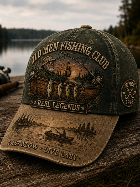 Unisex Funny Old Bastards Fishing Club Lifetime Member Print Hat