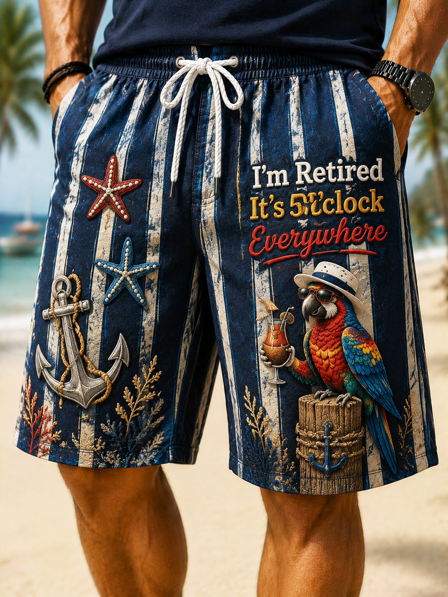 Men's Casual Navy Striped Shorts