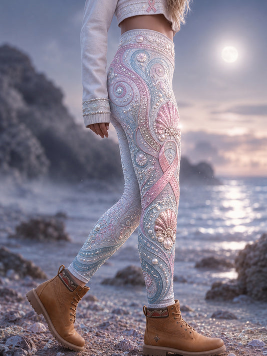Women's Australia Breast Cancer Awareness High-Waisted Slim Fit Casual Leggings