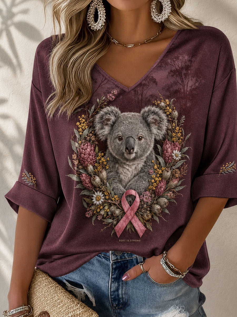 Women's Australia Breast Cancer Awareness Art Printed T-shirt