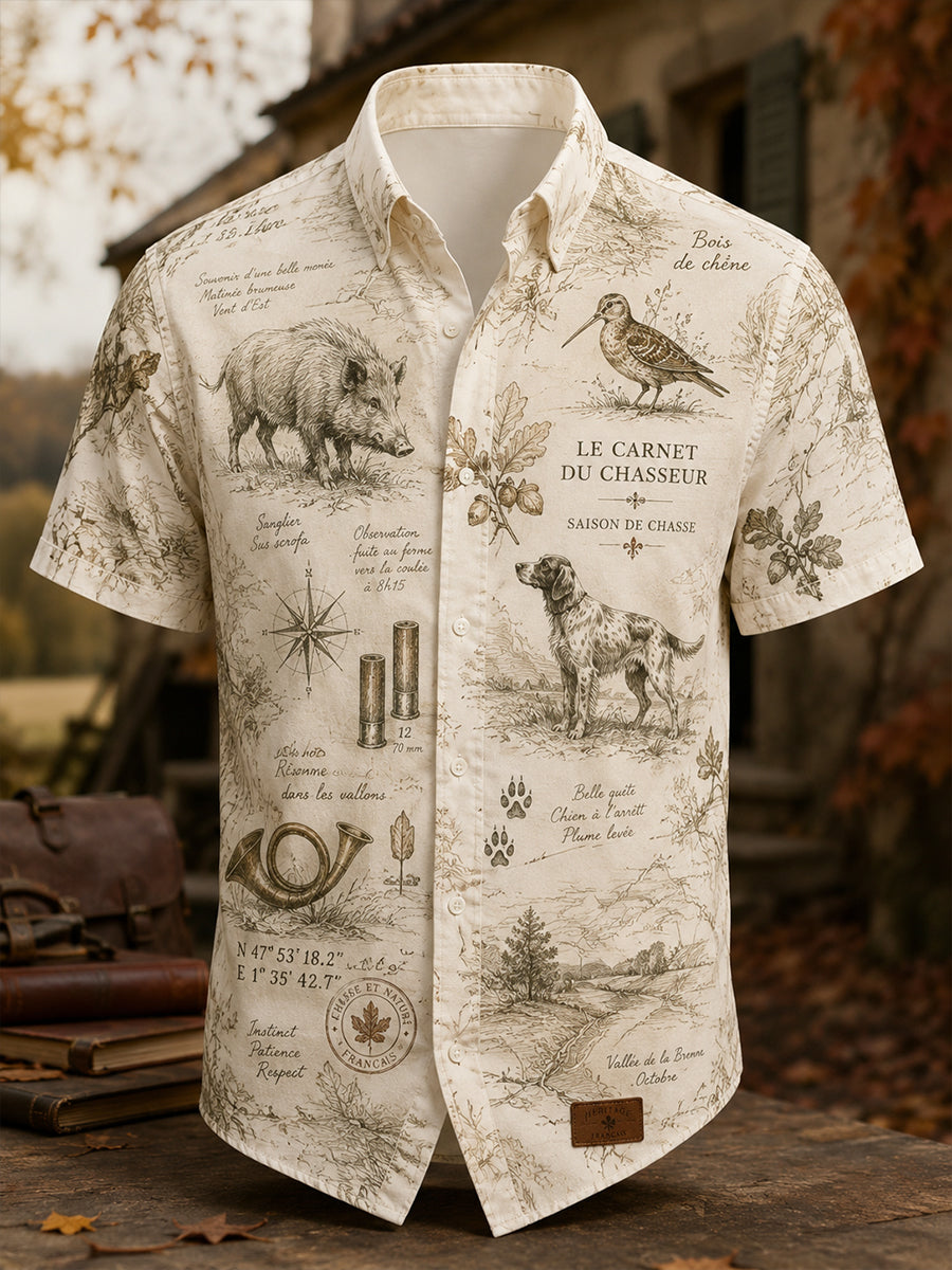 Men's French Hunting Season Casua Shirt Short Sleeve