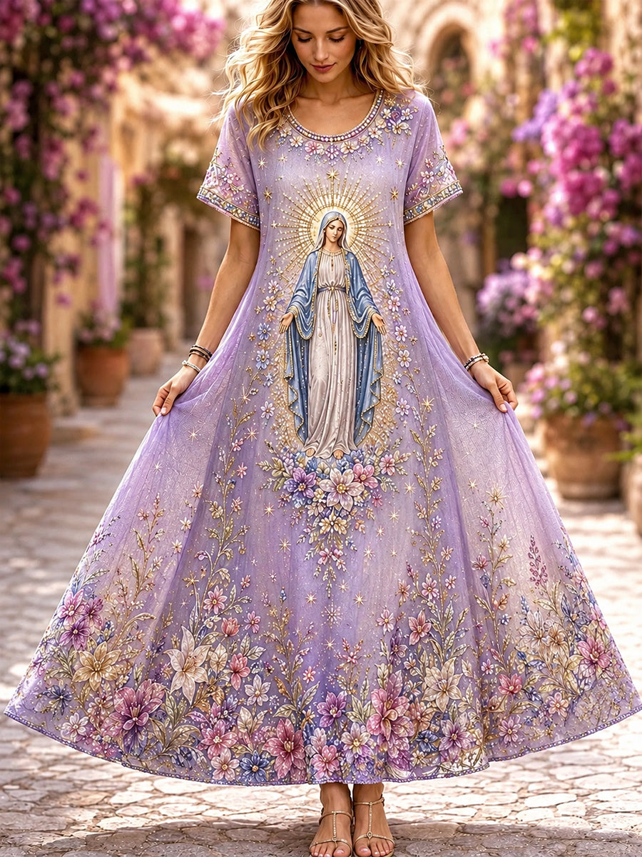 Women's Assumption Of Mary Faith Art Printed Maxi Dress