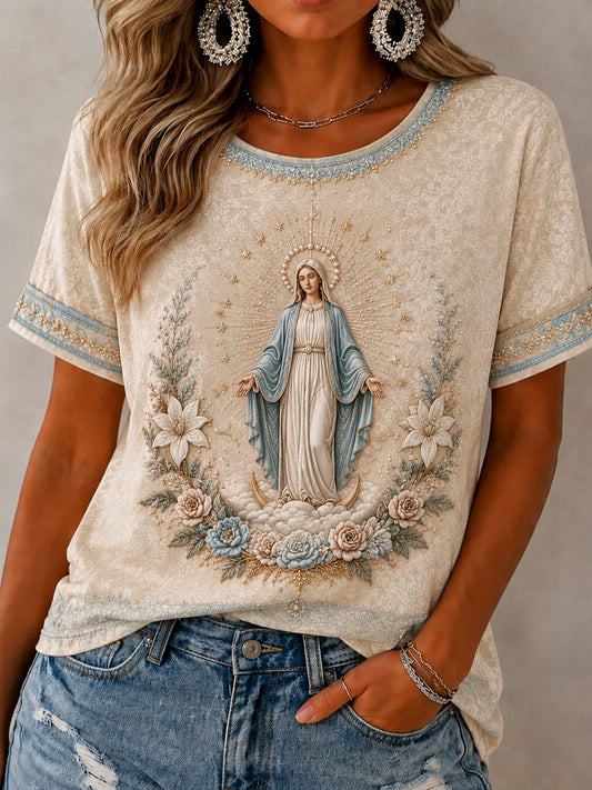 Women’s Feast of the Assumption Art Print Casual T-Shirt