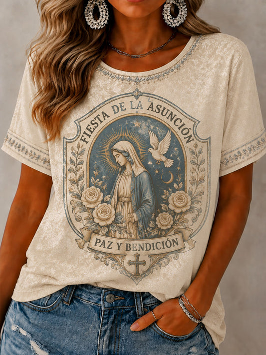 Women’s Feast of the Assumption Art Print Casual T-Shirt