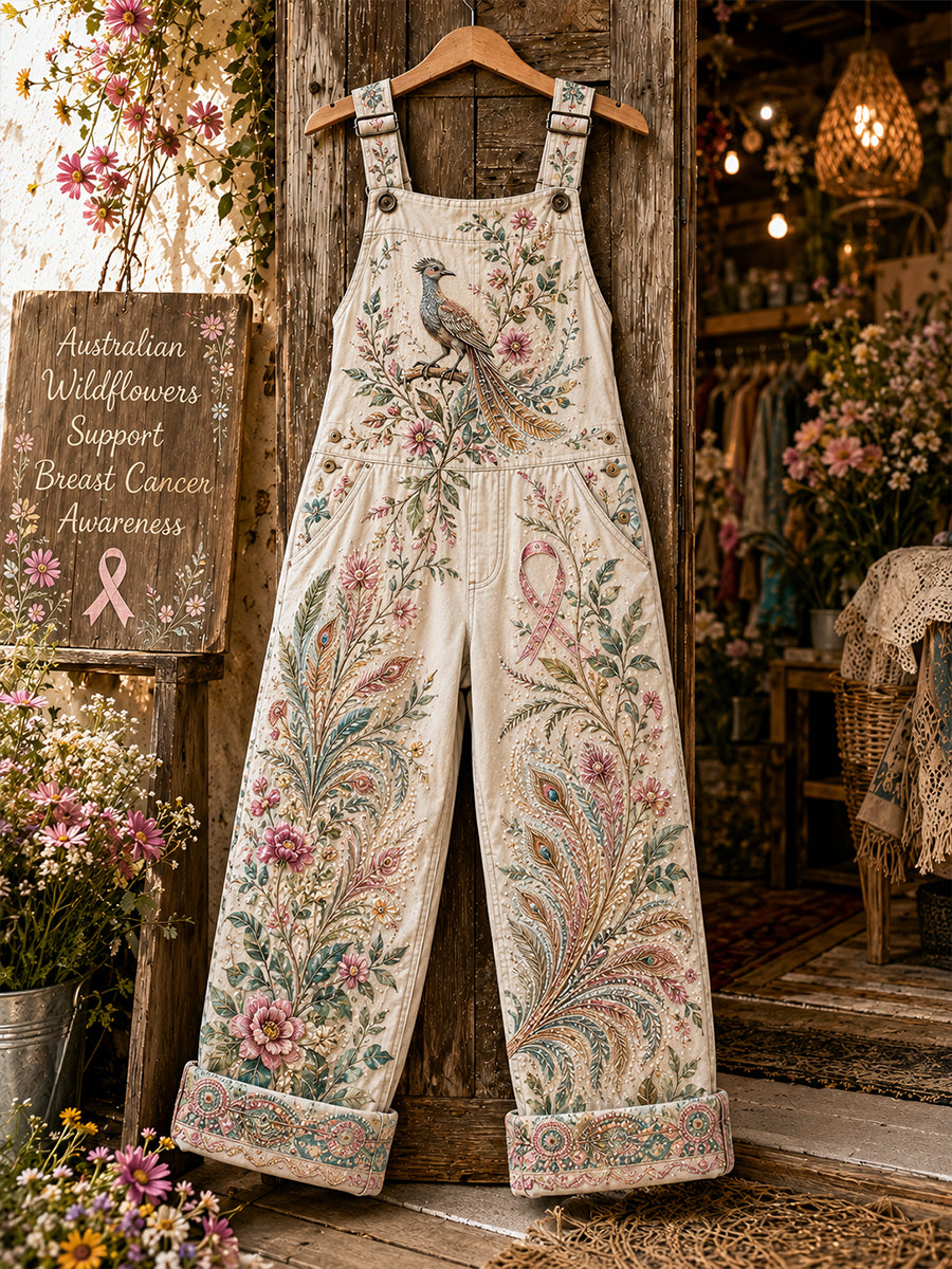 Women's Breast Cancer Awareness Australia Art Print Casual Overalls