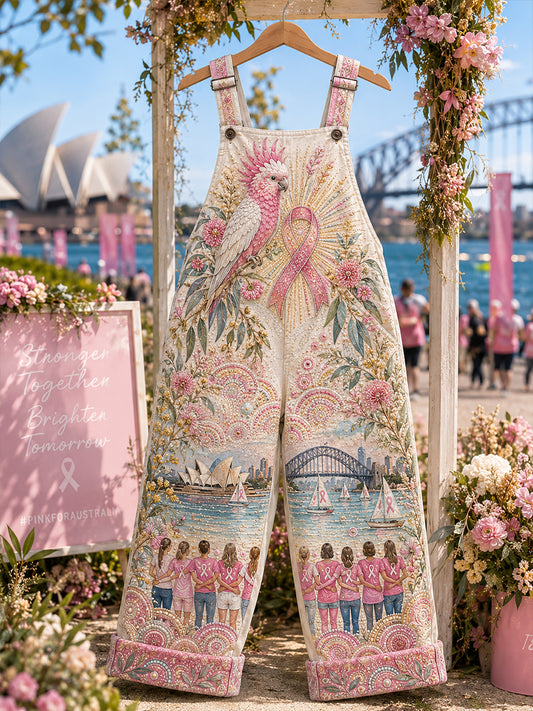 Women's Breast Cancer Awareness Australia Art Print Casual Overalls