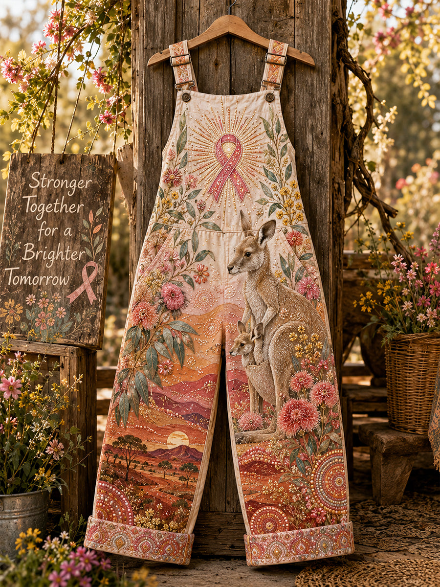 Women's Breast Cancer Awareness Australia Art Print Casual Overalls