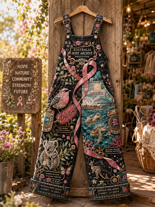 Women's Breast Cancer Awareness Australia Art Print Casual Overalls