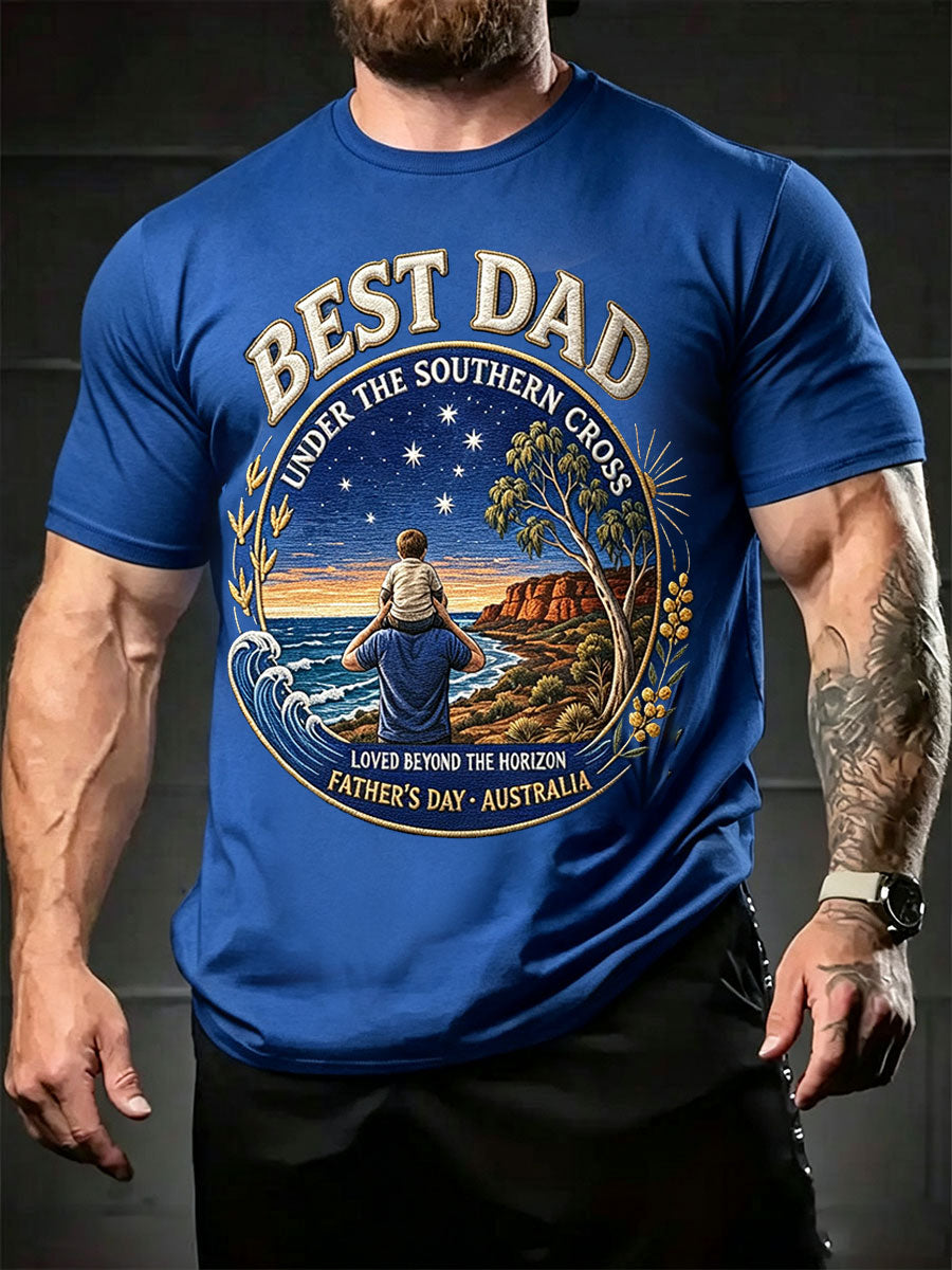 Men's Australia Father's Day Art Printed T-shirt