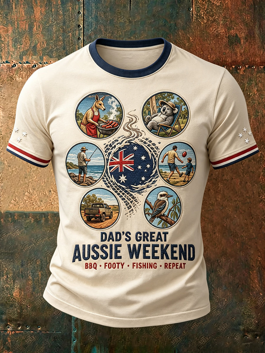 Men's Australia Father's Day Art Printed T-shirt