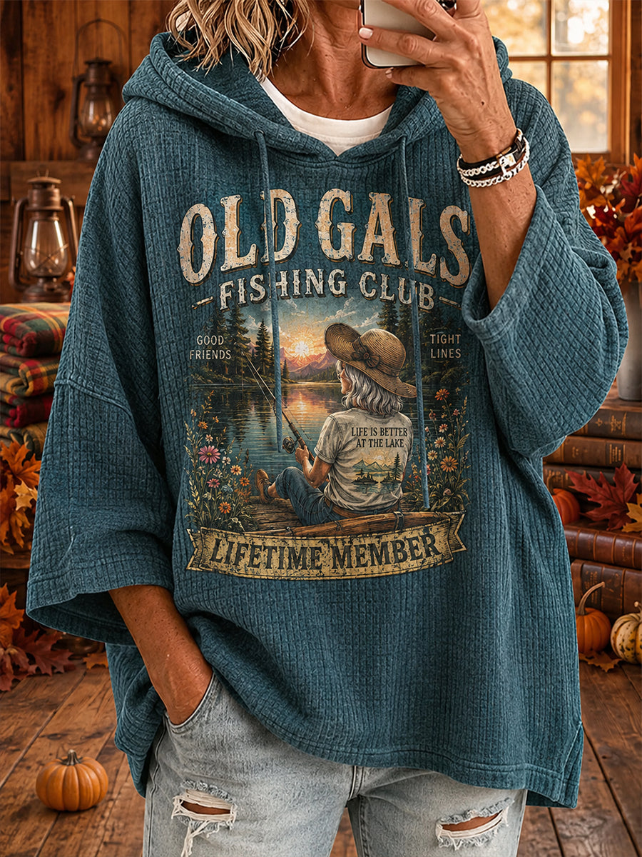 Women's Old Gals Fishing Club Waffle Hoodie