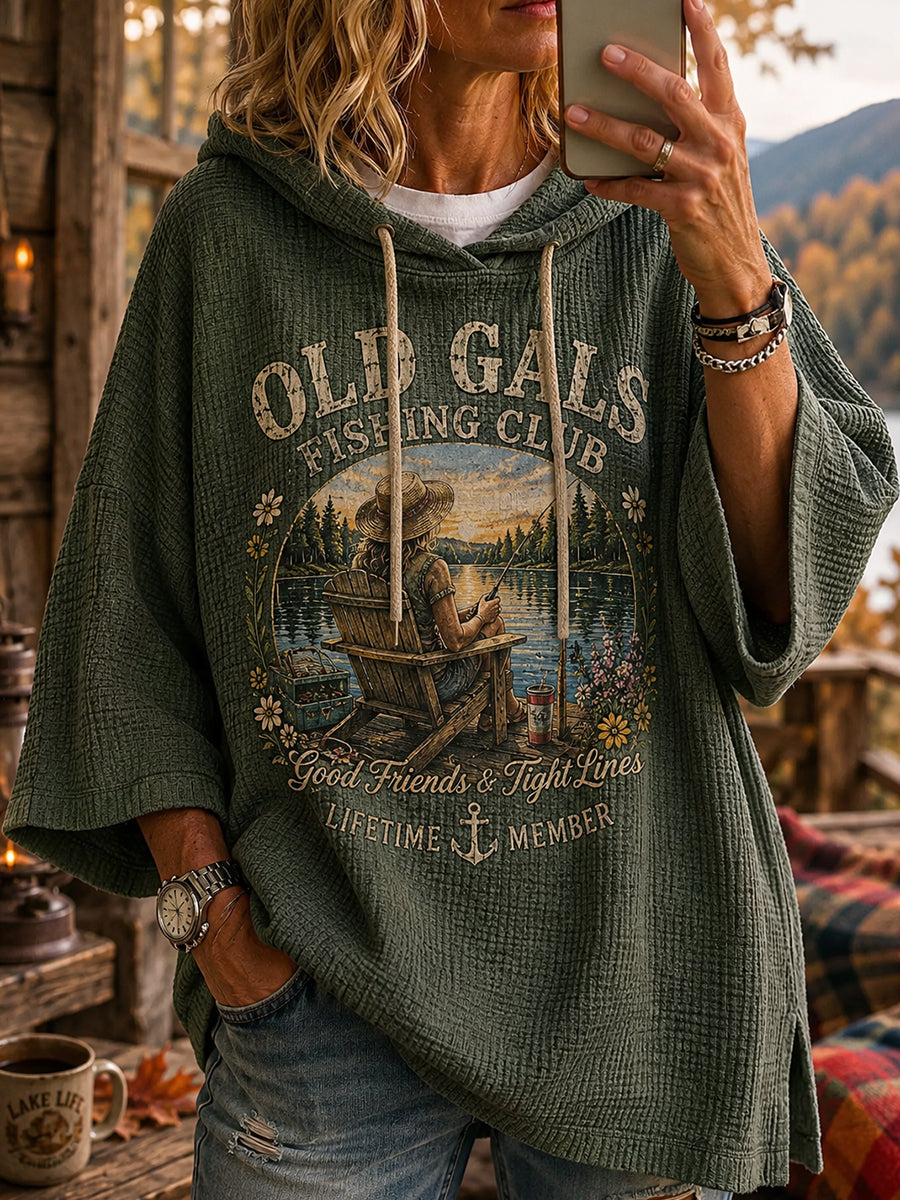 Women's Old Gals Fishing Club Waffle Hoodie
