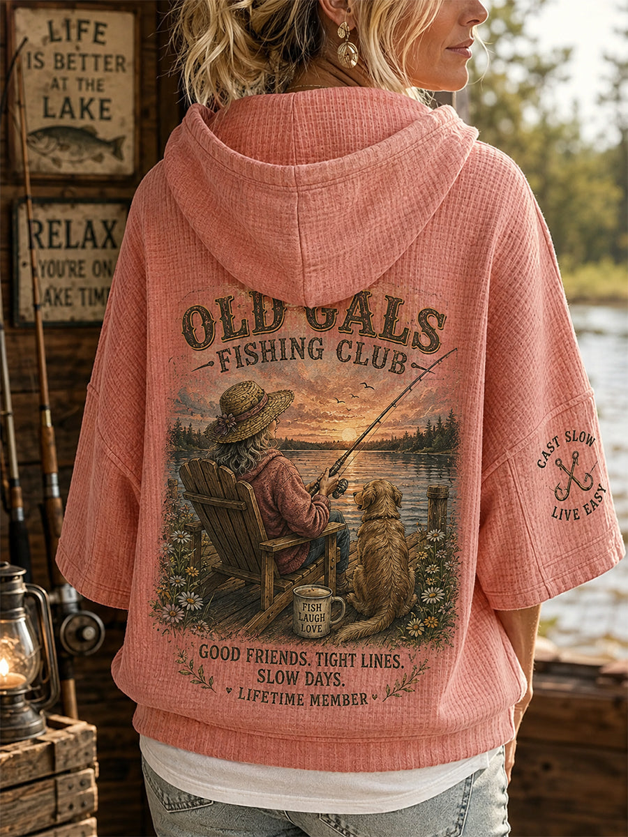 Women's Old Gals Fishing Club Waffle Hoodie