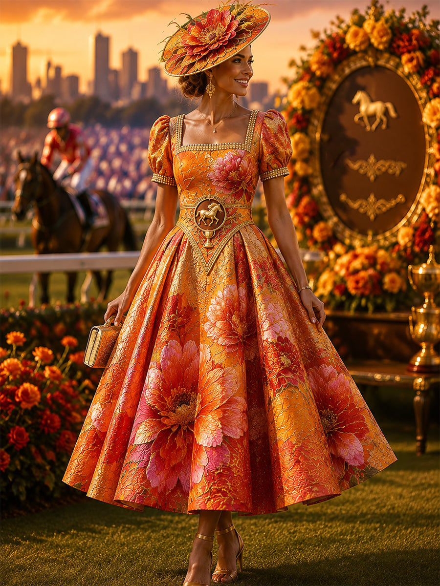 Women's Vintage Melbourne Cup Australian Horse Racing Dress