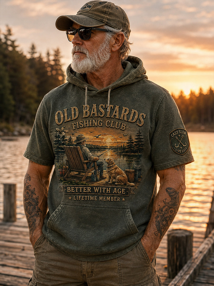Men's Old Bastards Fishing Club Print Casual Top