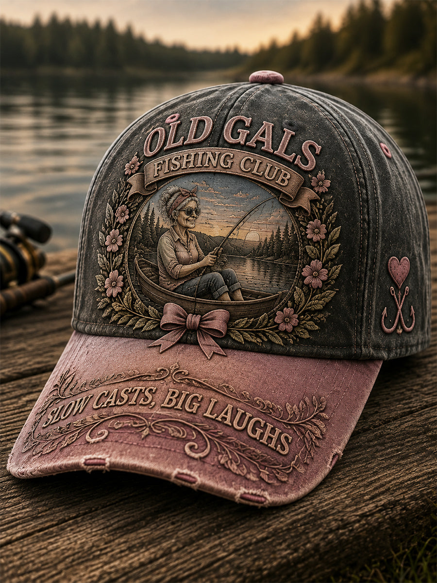 Unisex Funny Old Gals Fishing Club Lifetime Member Print Hat