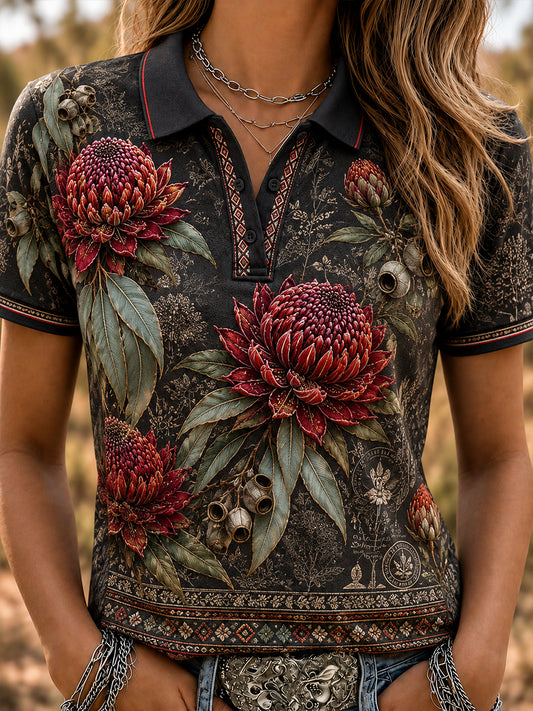 Women's Australian Plants Polo T-Shirt